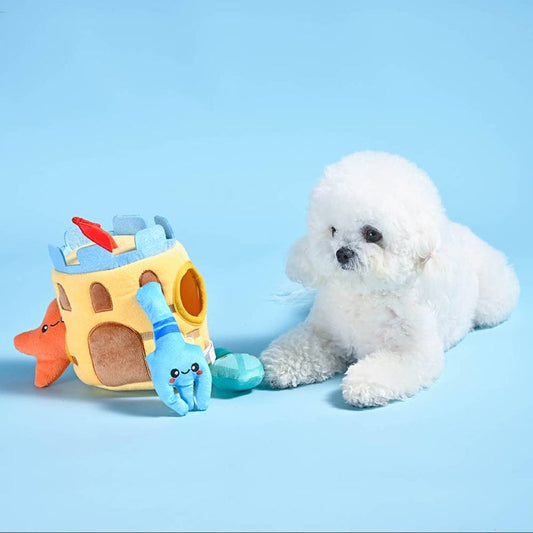 Beach Daze Sand Castle Puzzle Plush Dog Toy Set