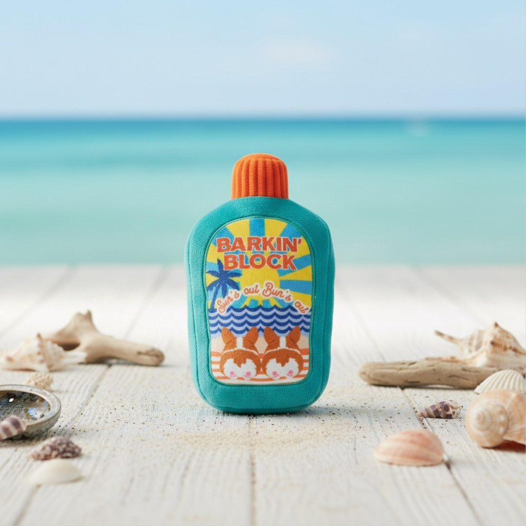 Barkin' Block Plush Beach Sunscreen Dog Toy